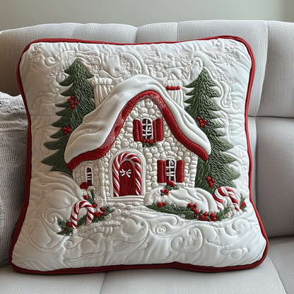 Candy Canes Whimsical House Quilted Pillow Case GFTOTP1333
