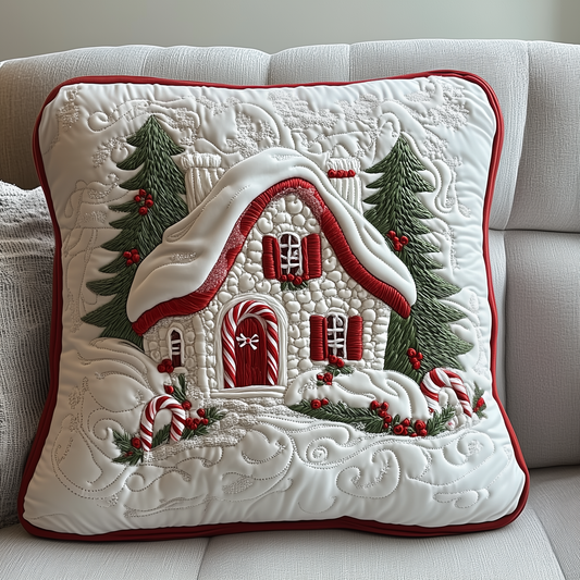Candy Canes Whimsical House Quilted Pillow Case GFTOTP1333