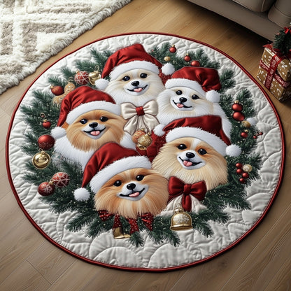 Jolly Pomeranian Quilted Round Mat GFTOTP13341