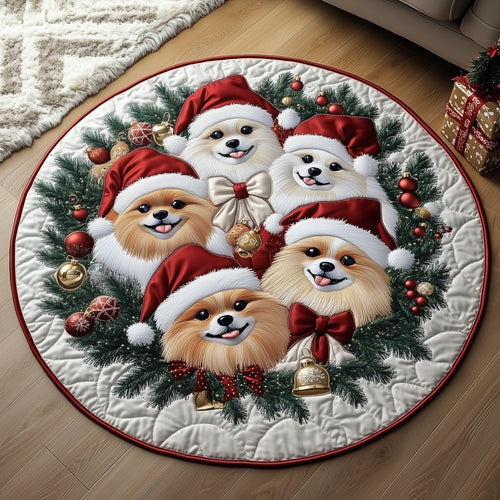 Jolly Pomeranian Quilted Round Mat GFTOTP13341