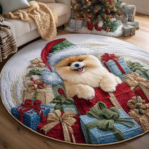 Jolly Pomeranian Quilted Round Mat GFTOTP13343