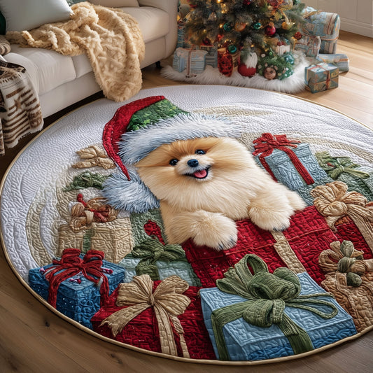 Jolly Pomeranian Quilted Round Mat GFTOTP13343