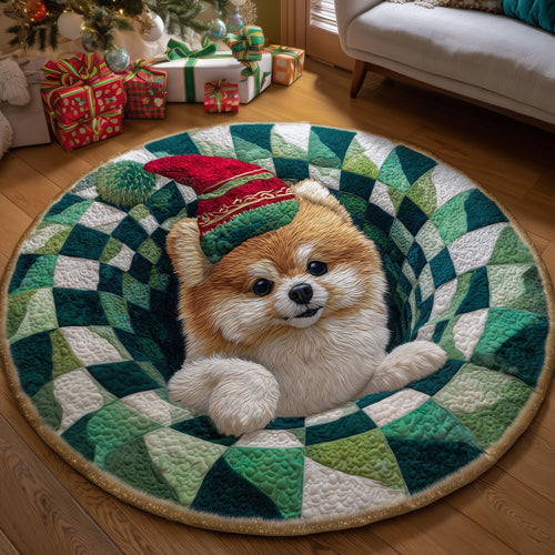 Jolly Pomeranian Quilted Round Mat GFTOTP13346