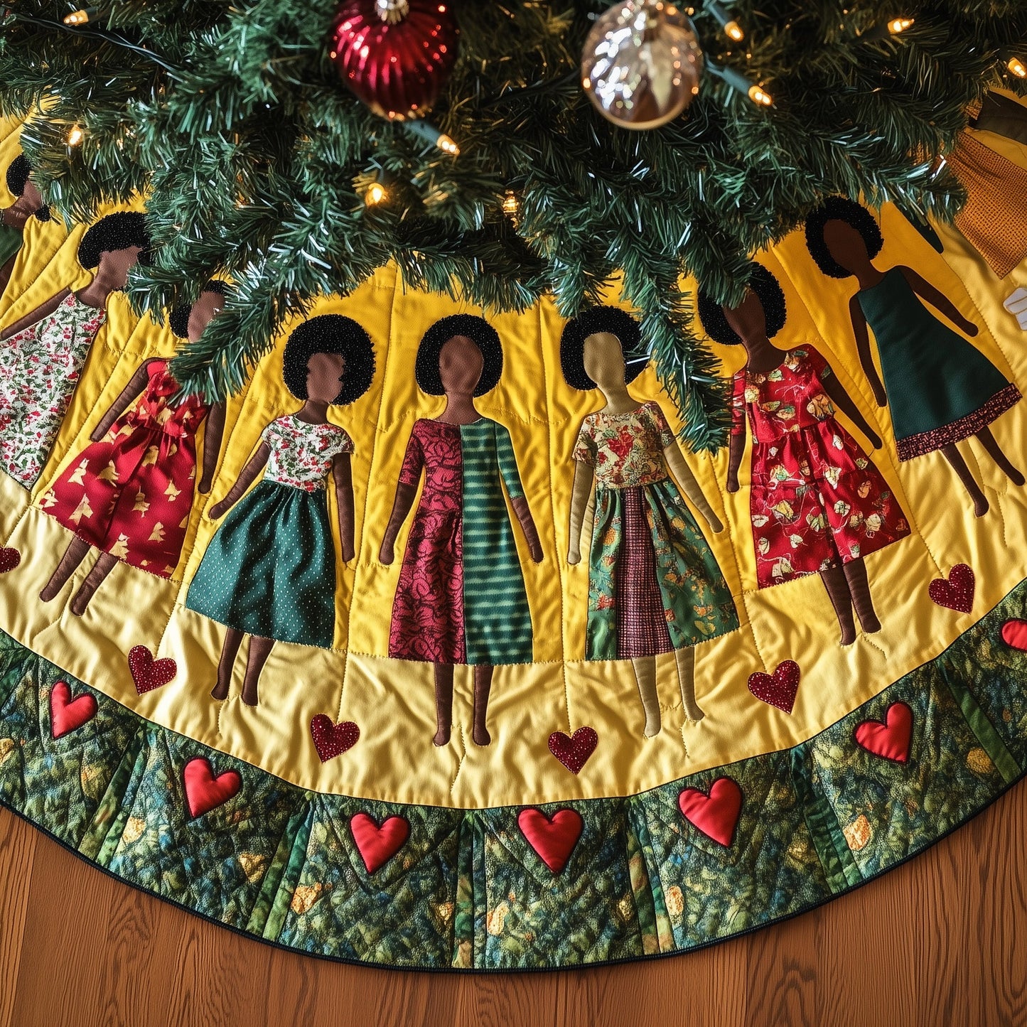 Golden Glow Quilted Tree Skirt GFTOTP13362