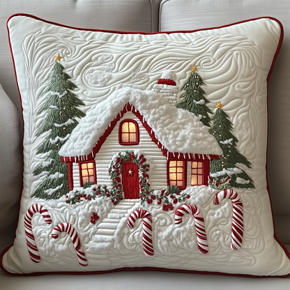 Candy Canes Whimsical House Quilted Pillow Case GFTOTP1337