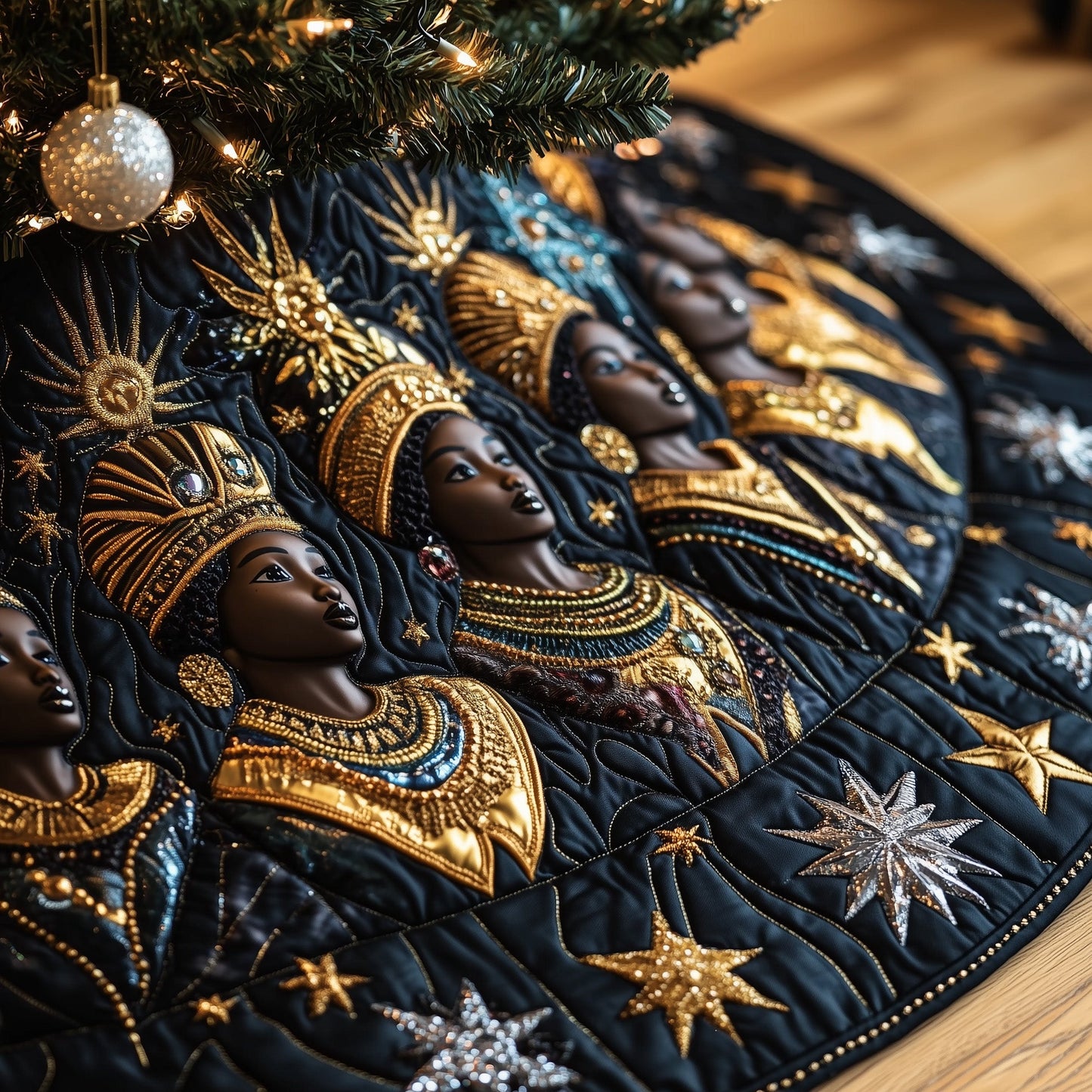 Golden Queens Quilted Tree Skirt GFTOTP13394
