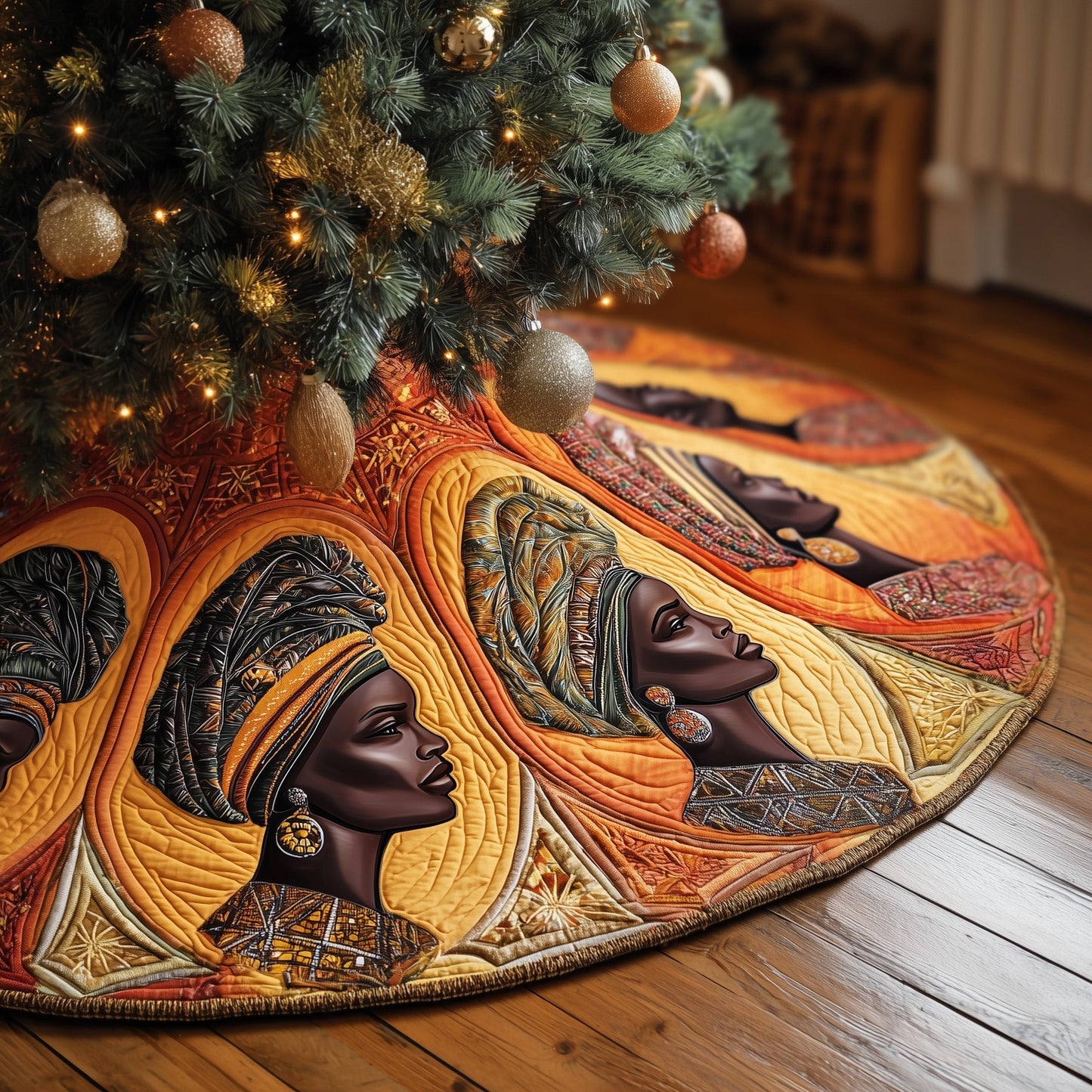 Golden Queens Quilted Tree Skirt GFTOTP13397