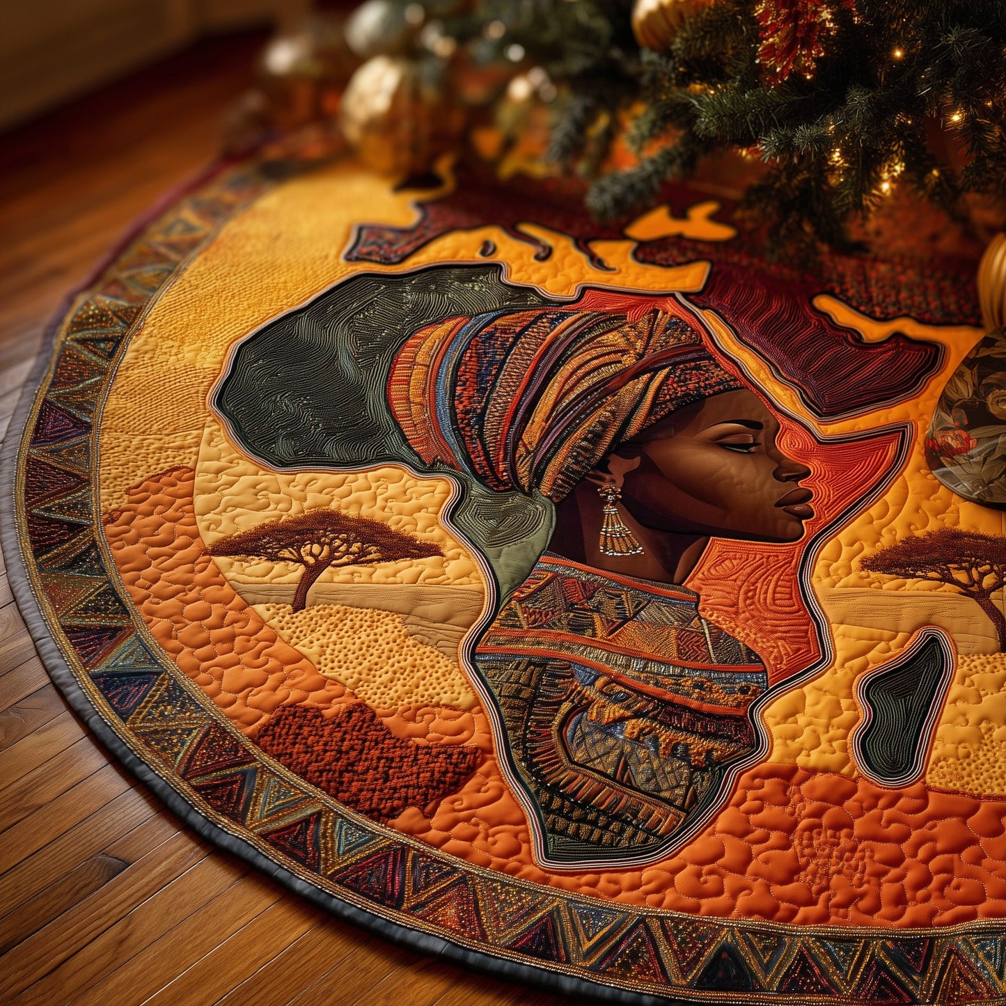 Golden Queens Quilted Tree Skirt GFTOTP13399