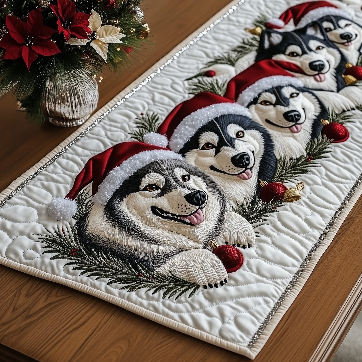 Jolly Husky Quilted Table Runner GFTOTP13408