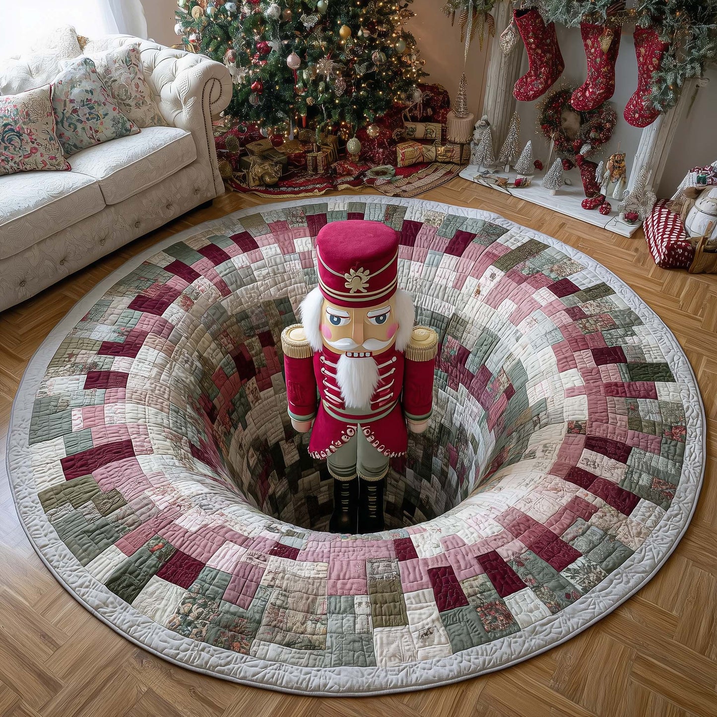 Playful Holiday Guardian Quilted Round Mat GFTOTP13443