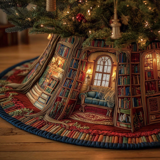Book Nook Quilted Tree Skirt GFTOTP13484