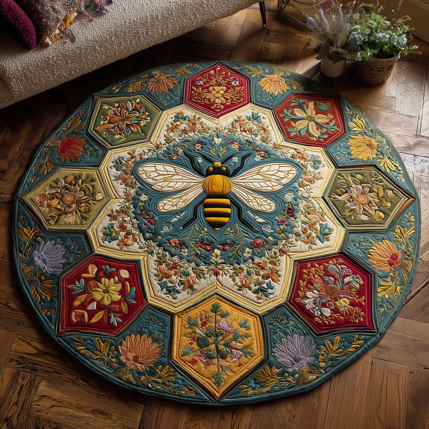 Sweet Worker Quilted Round Mat GFTOTP13539
