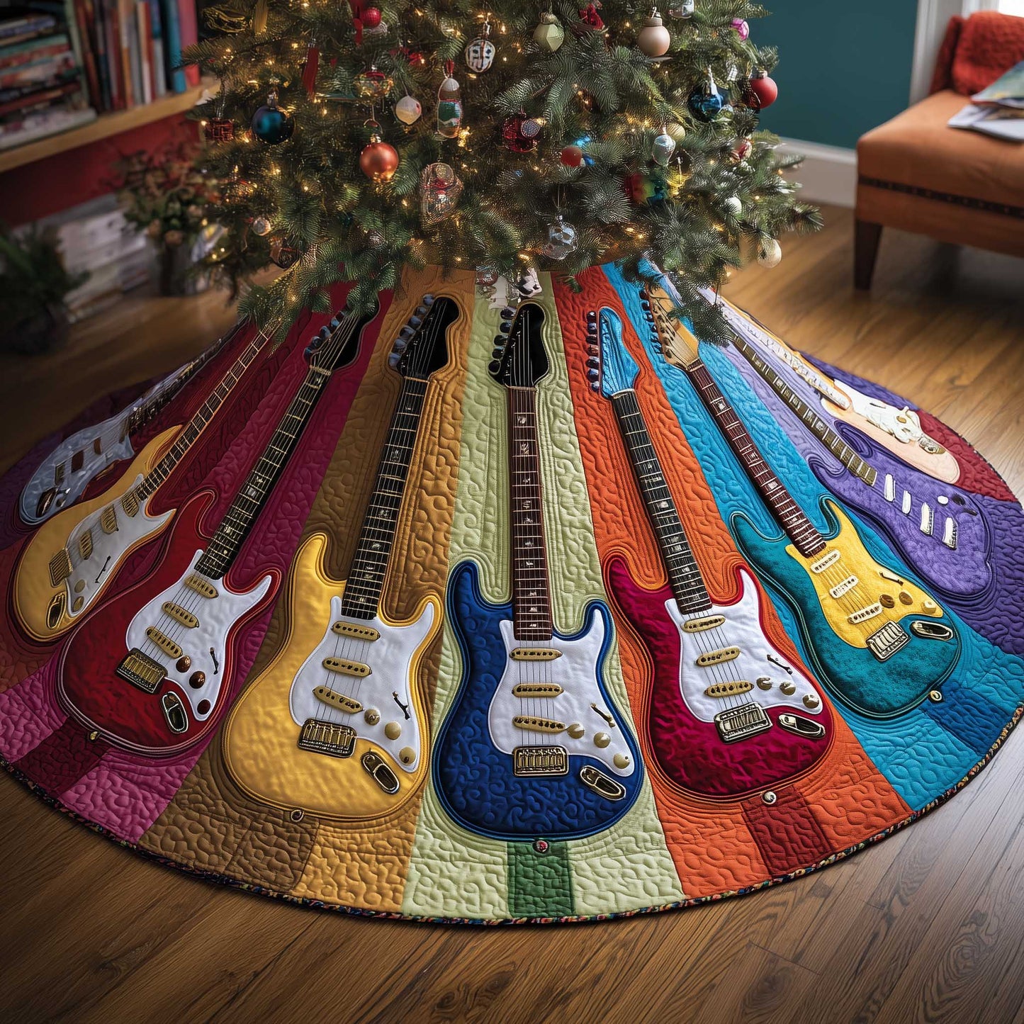 Rock 'n' Roll Quilted Tree Skirt GFTOTP13604