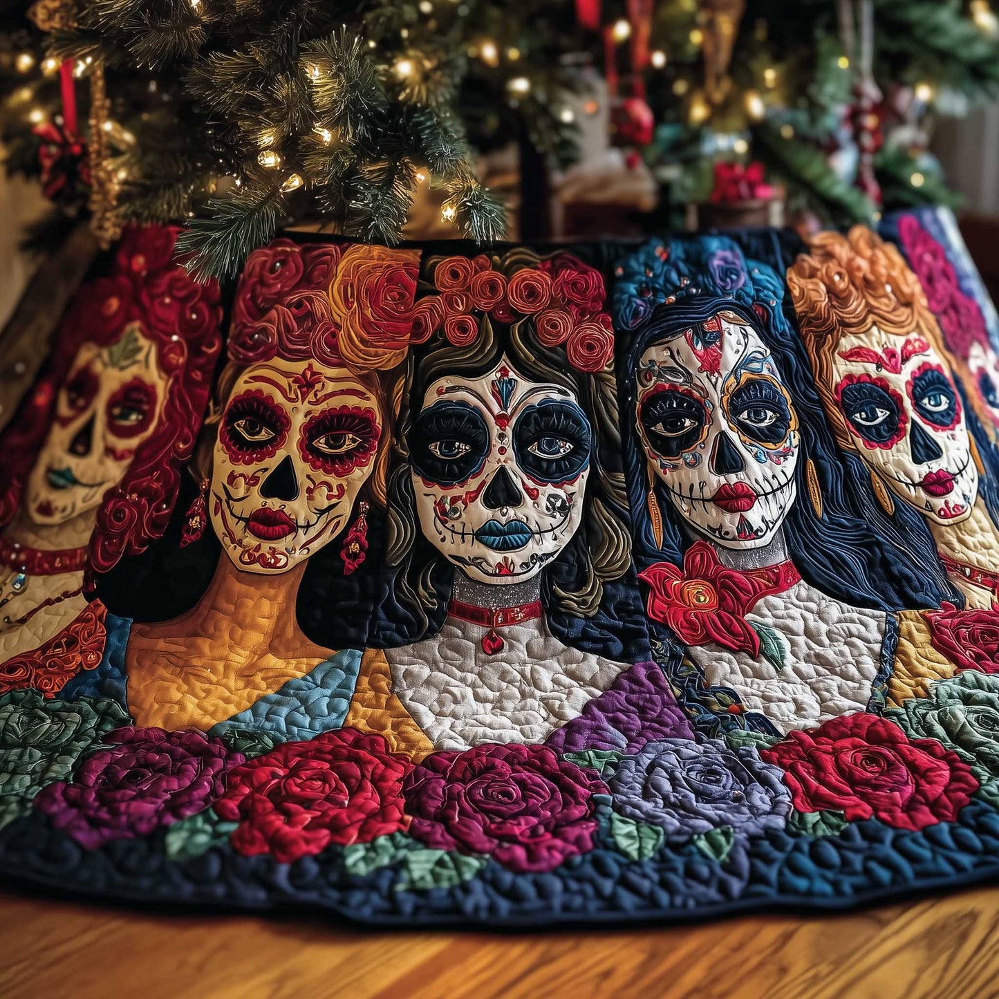 Calavera Garden Quilted Tree Skirt GFTOTP13605