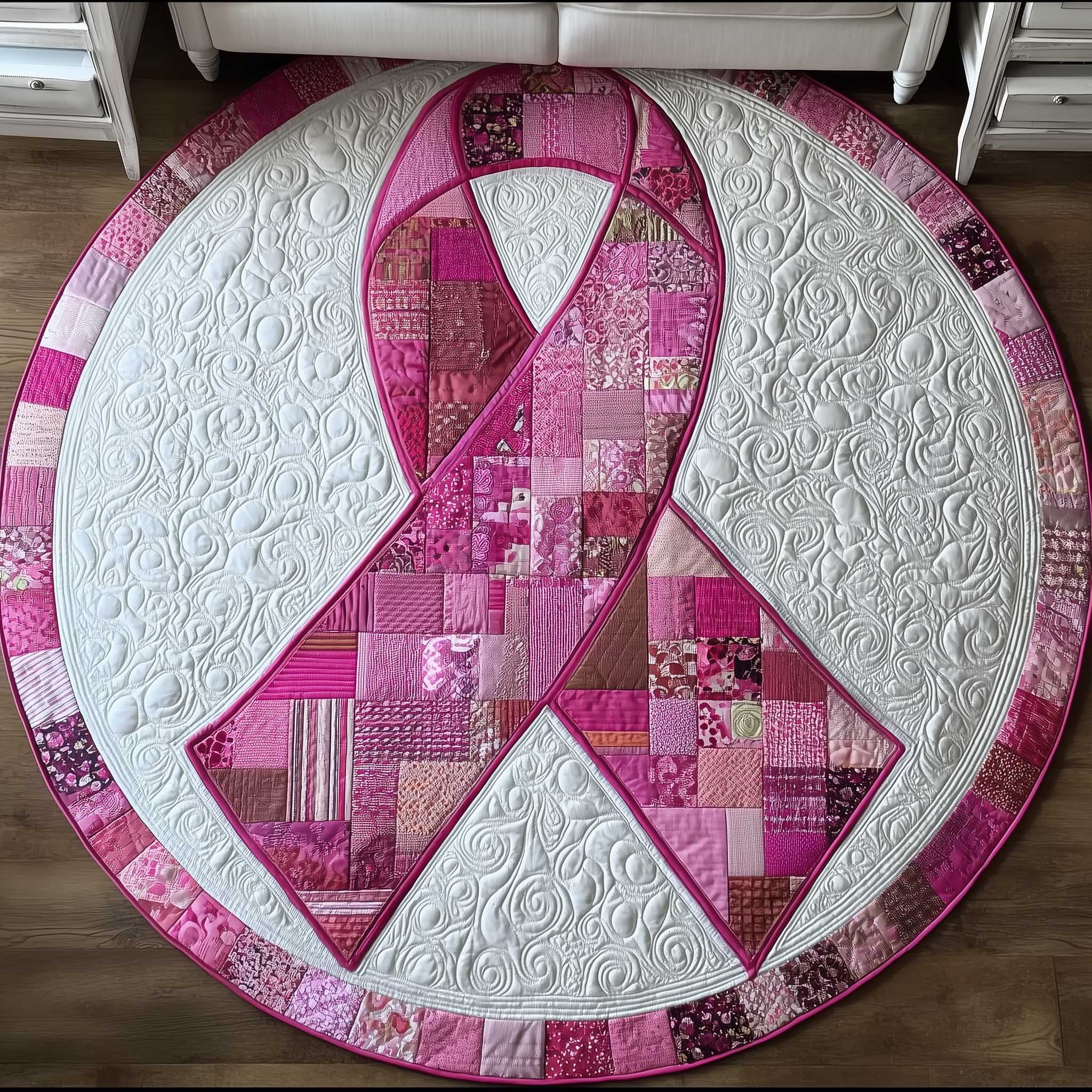 Breast Cancer Ribbon Quilted Round Mat GFTOTP13629 – Patchique Store