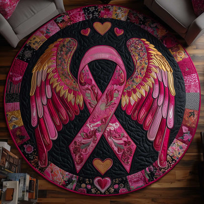 Breast Cancer Ribbon Quilted Round Mat GFTOTP13631