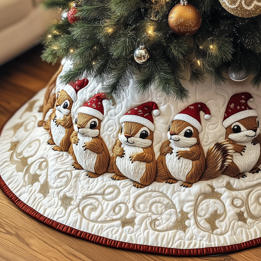 Festive Squirrel Quilted Tree Skirt GFTOTP1374