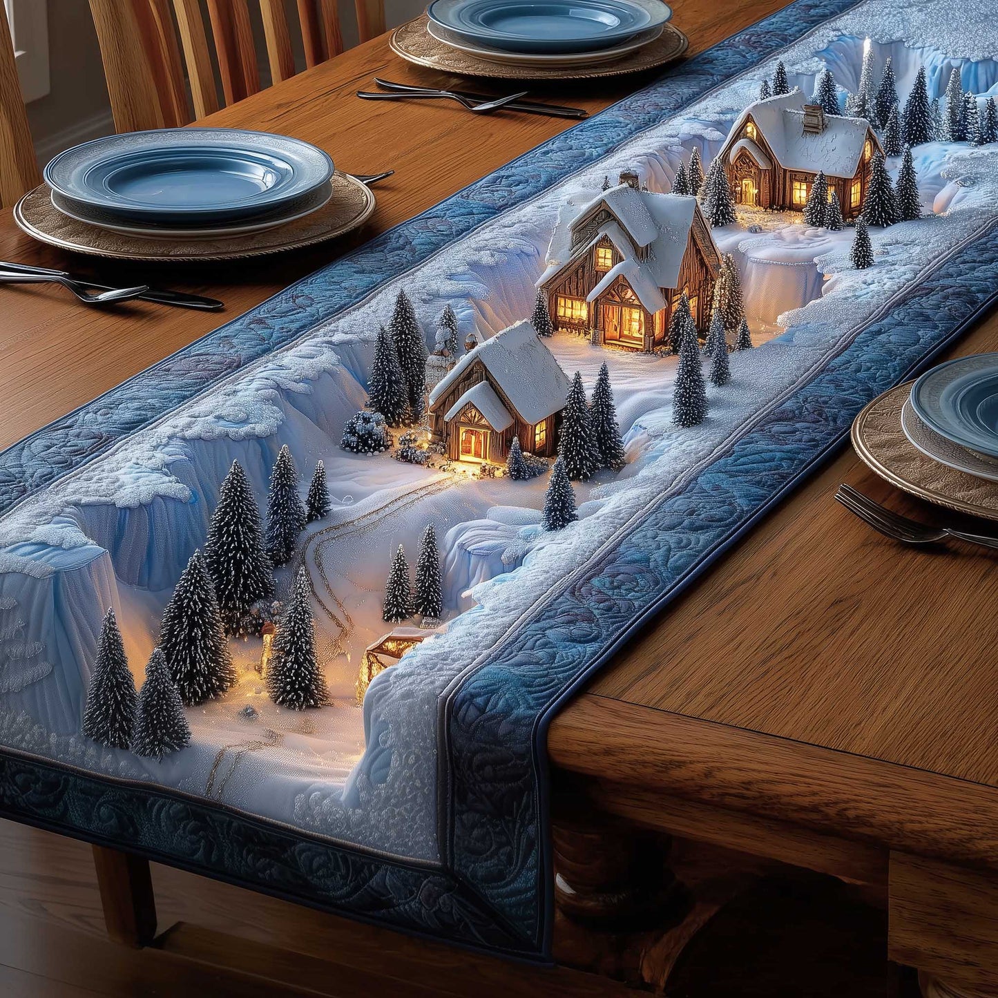 Holiday Townscape Quilted Table Runner GFTOTP13765