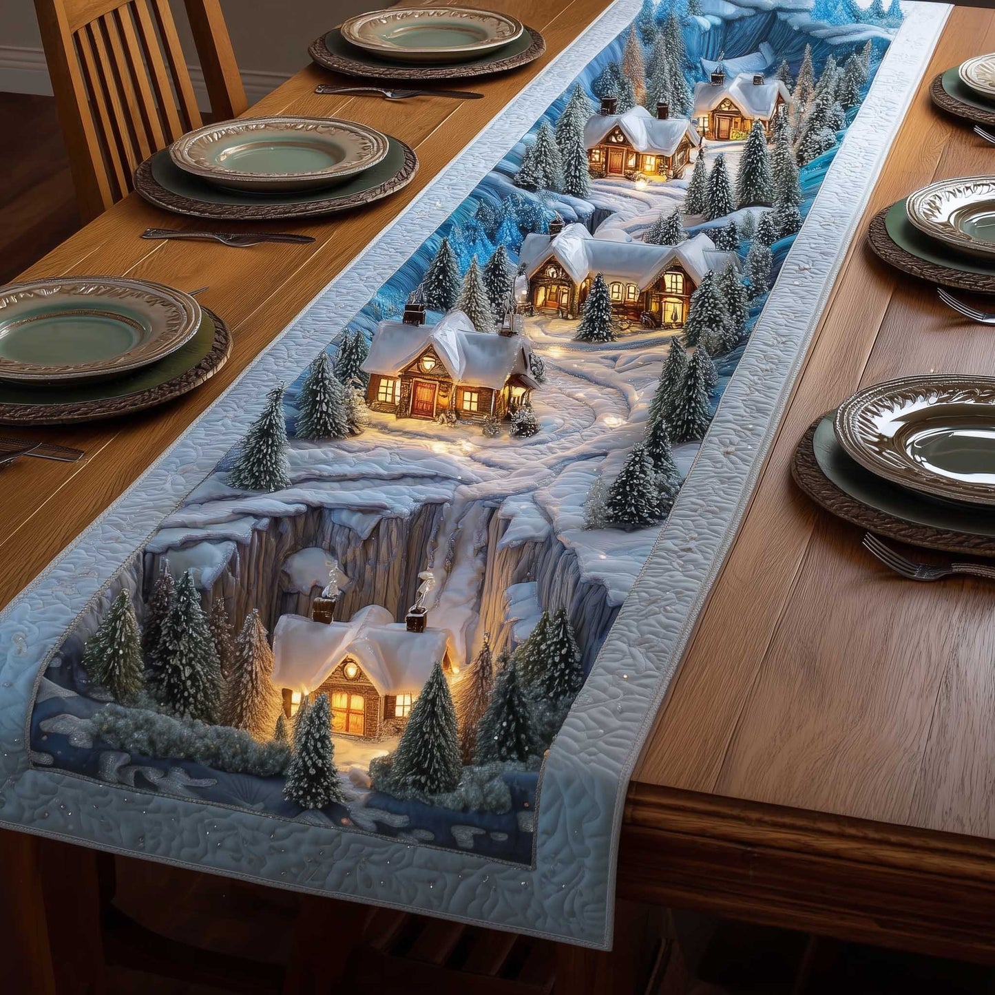 Holiday Townscape Quilted Table Runner GFTOTP13766