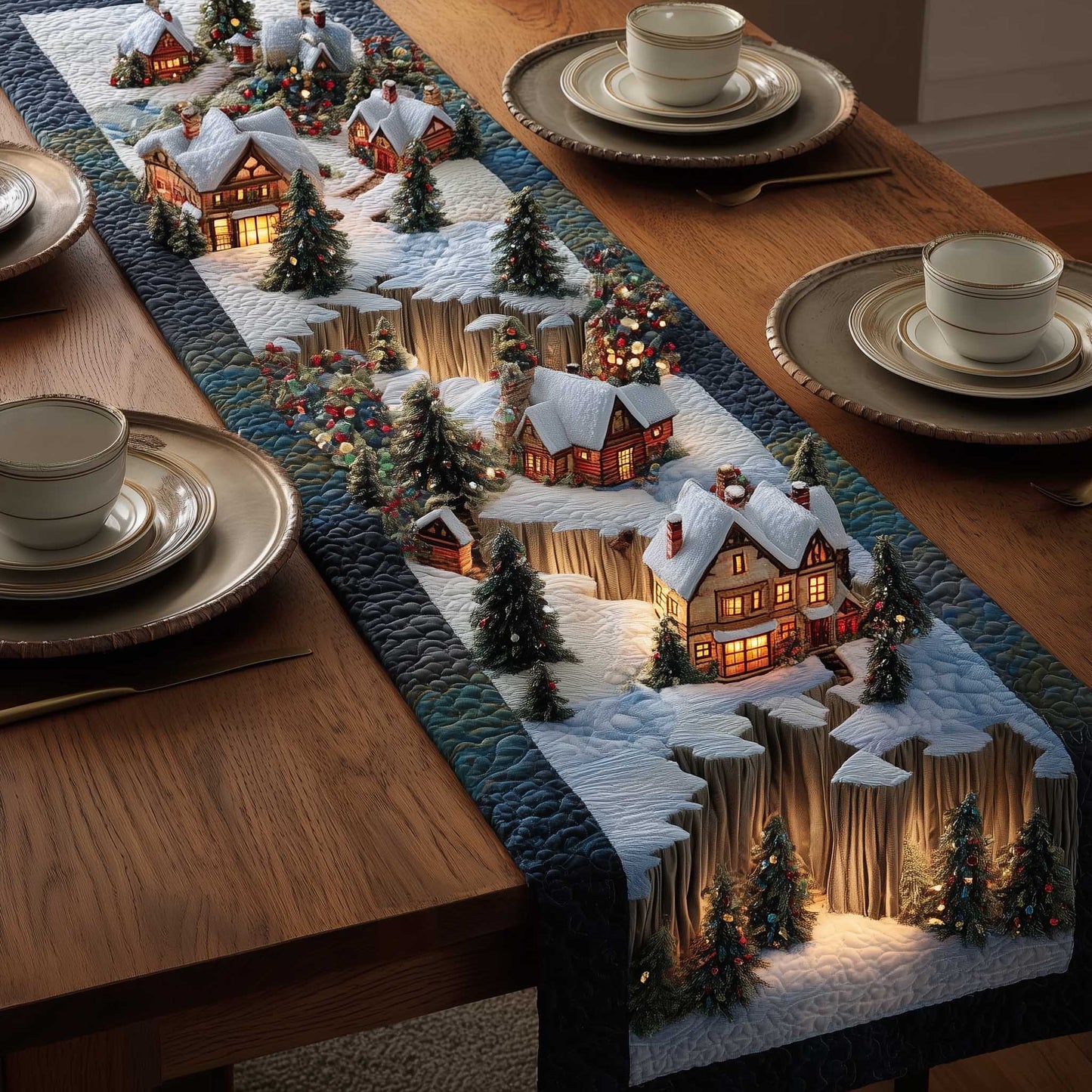 Holiday Townscape Quilted Table Runner GFTOTP13767