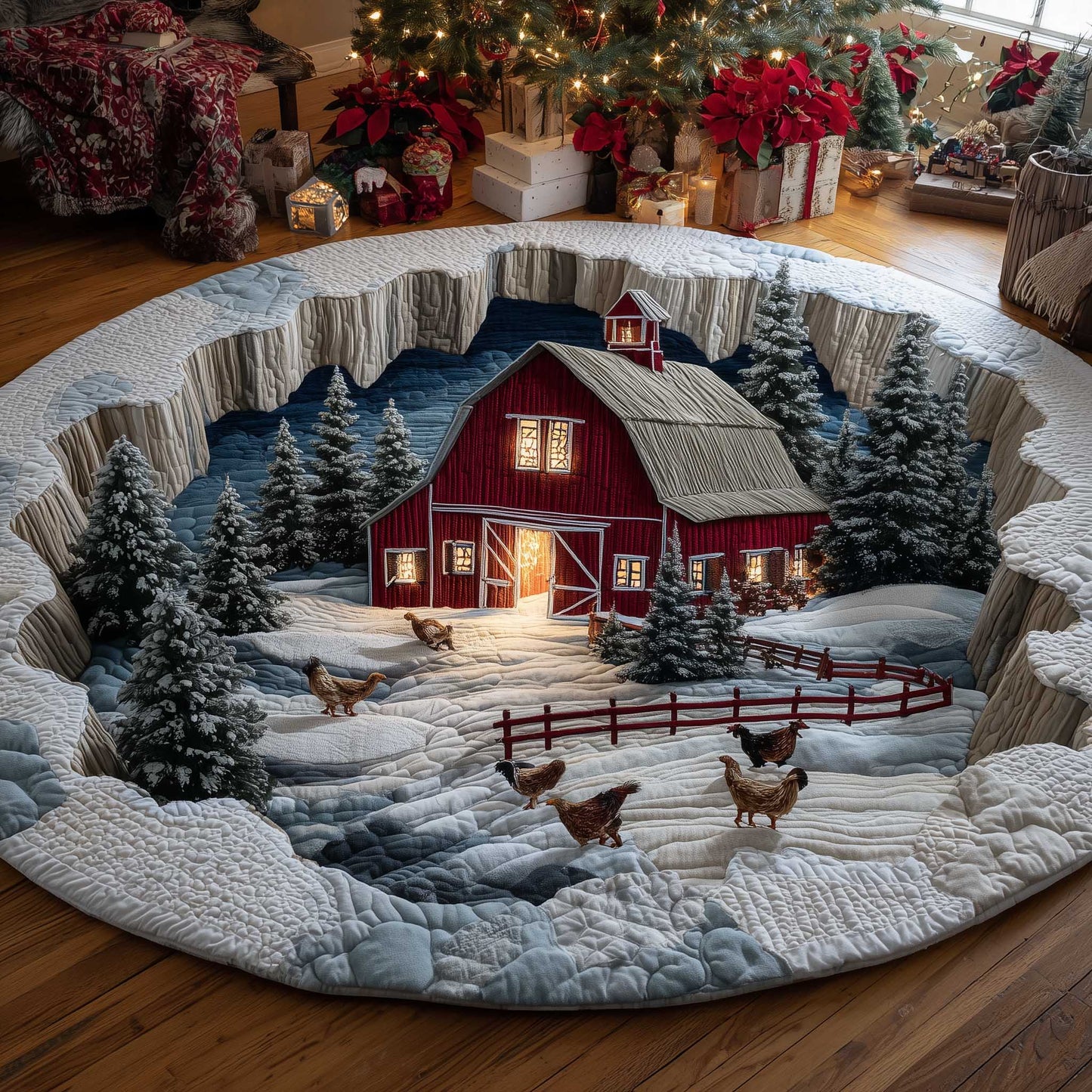 Frosted Homestead Quilted Round Mat GFTOTP13775