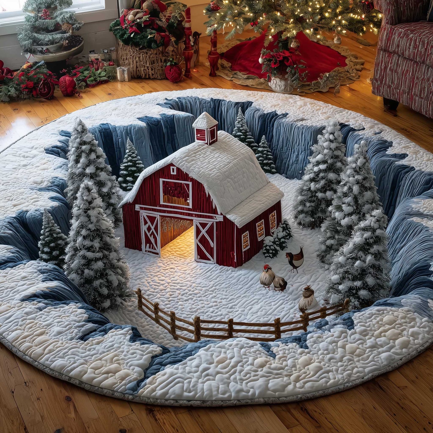 Frosted Homestead Quilted Round Mat GFTOTP13776