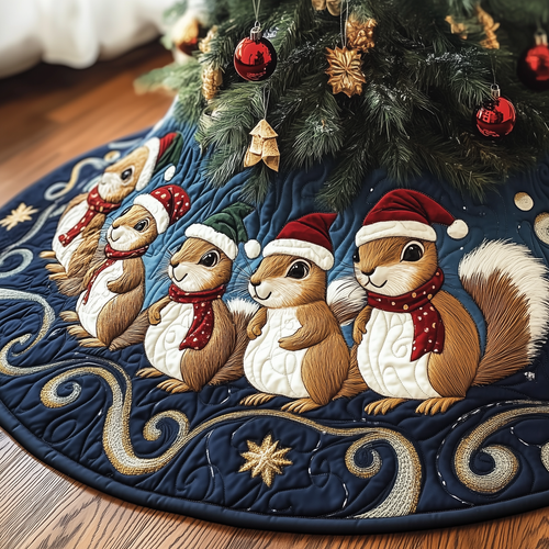 Festive Squirrel Quilted Tree Skirt GFTOTP1377