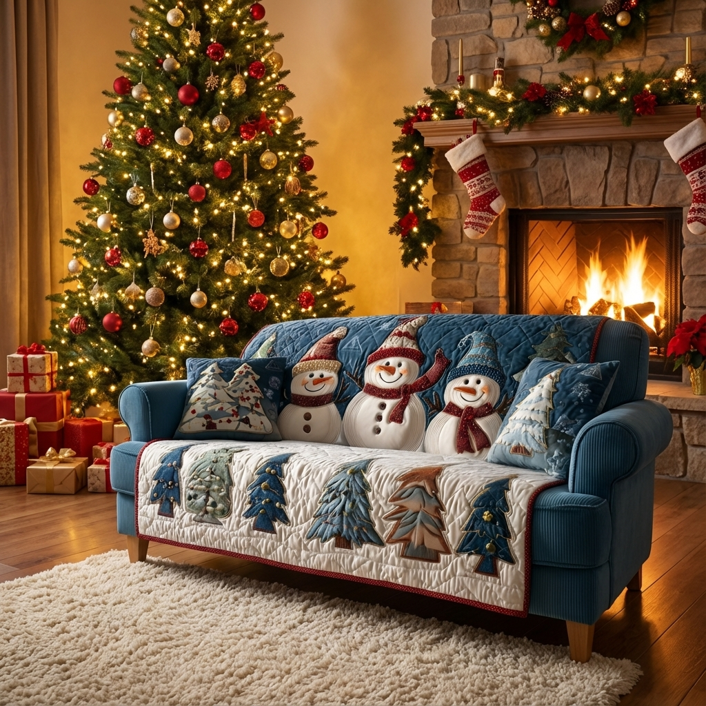 Holiday Glow Quilted Sofa Cover GFTOTP13796