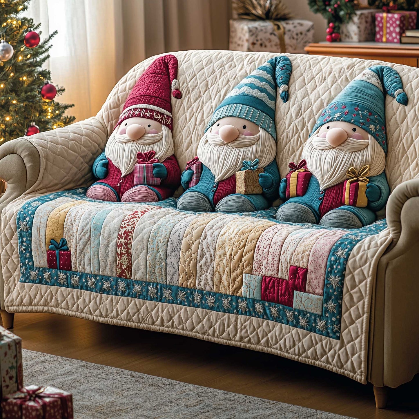 Holiday Glow Quilted Sofa Cover GFTOTP13803