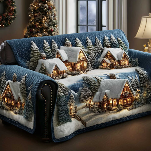 Frosted Townscape Quilted Sofa Cover GFTOTP13834