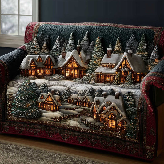Frosted Townscape Quilted Sofa Cover GFTOTP13837