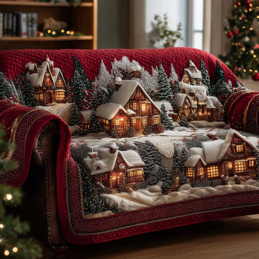 Frosted Townscape Quilted Sofa Cover GFTOTP13838