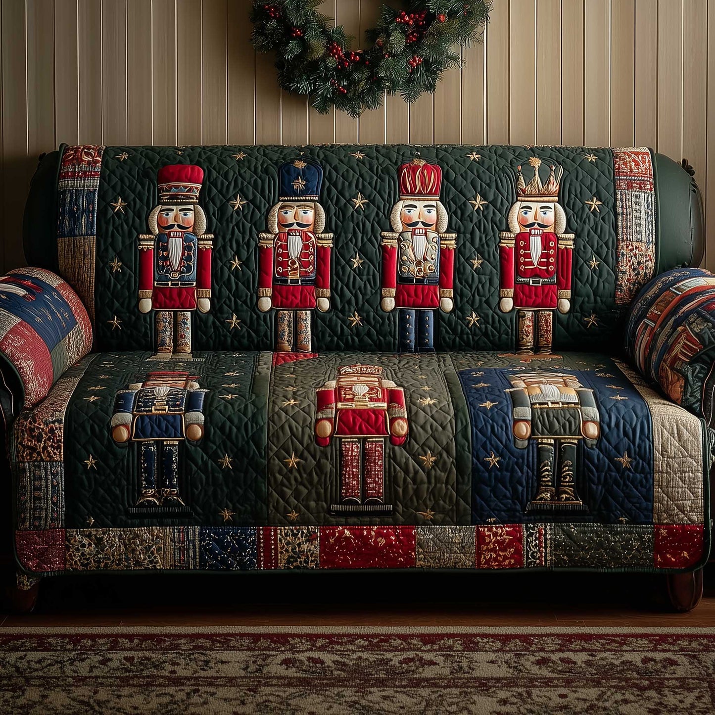 Festive Soldier Quilted Sofa Cover GFTOTP13854