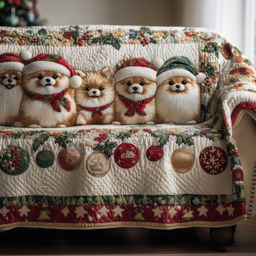 Jolly Pomeranian Quilted Sofa Cover GFTOTP13866