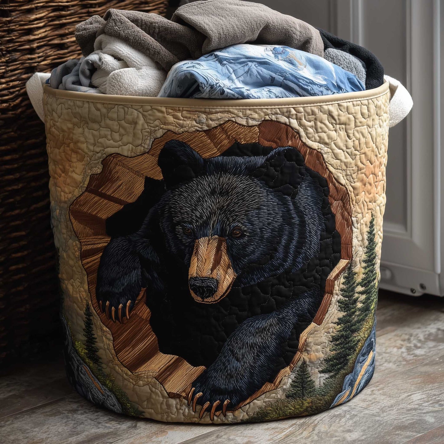 Woodland Charm Quilted Laundry Basket GFTOTP13882