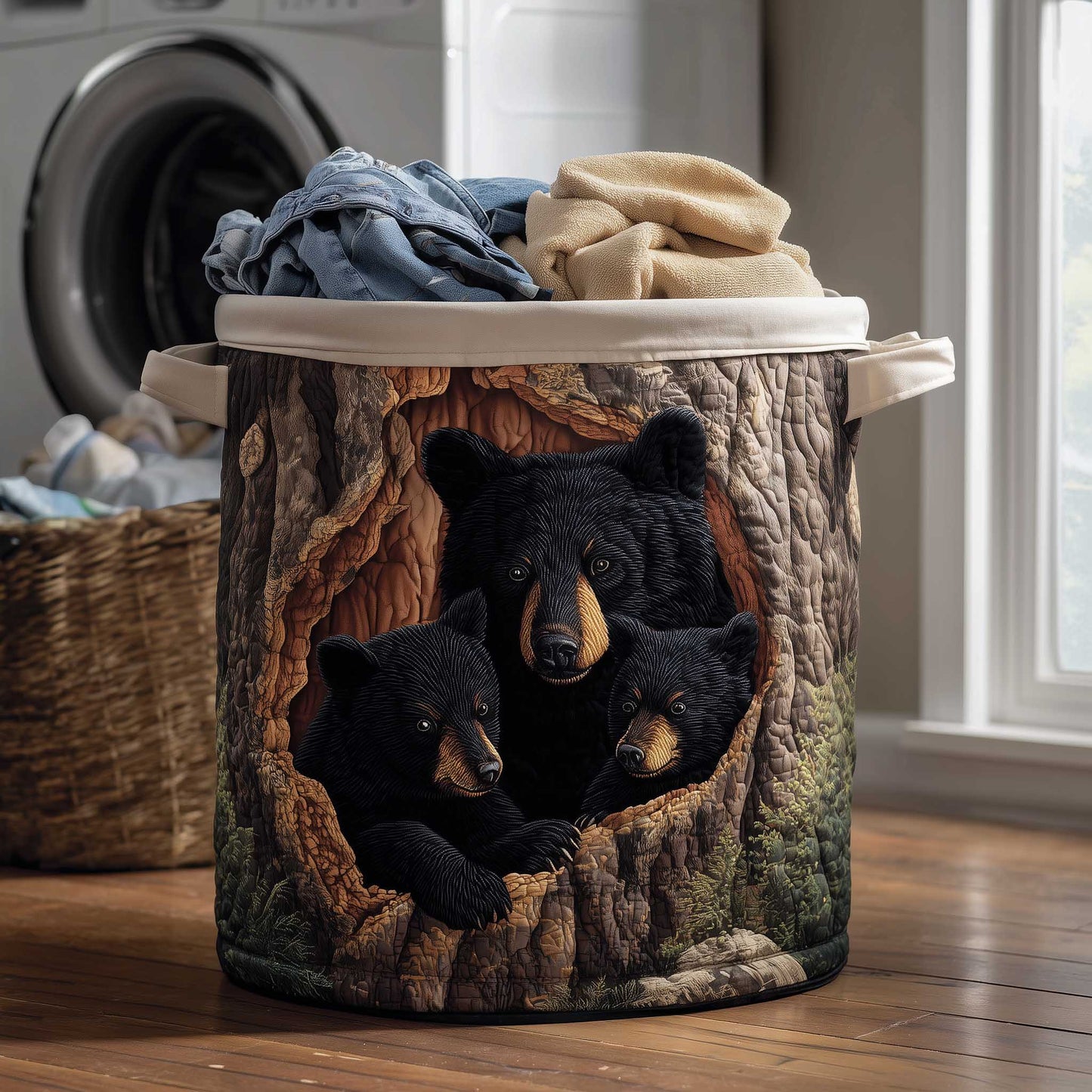 Woodland Charm Quilted Laundry Basket GFTOTP13883
