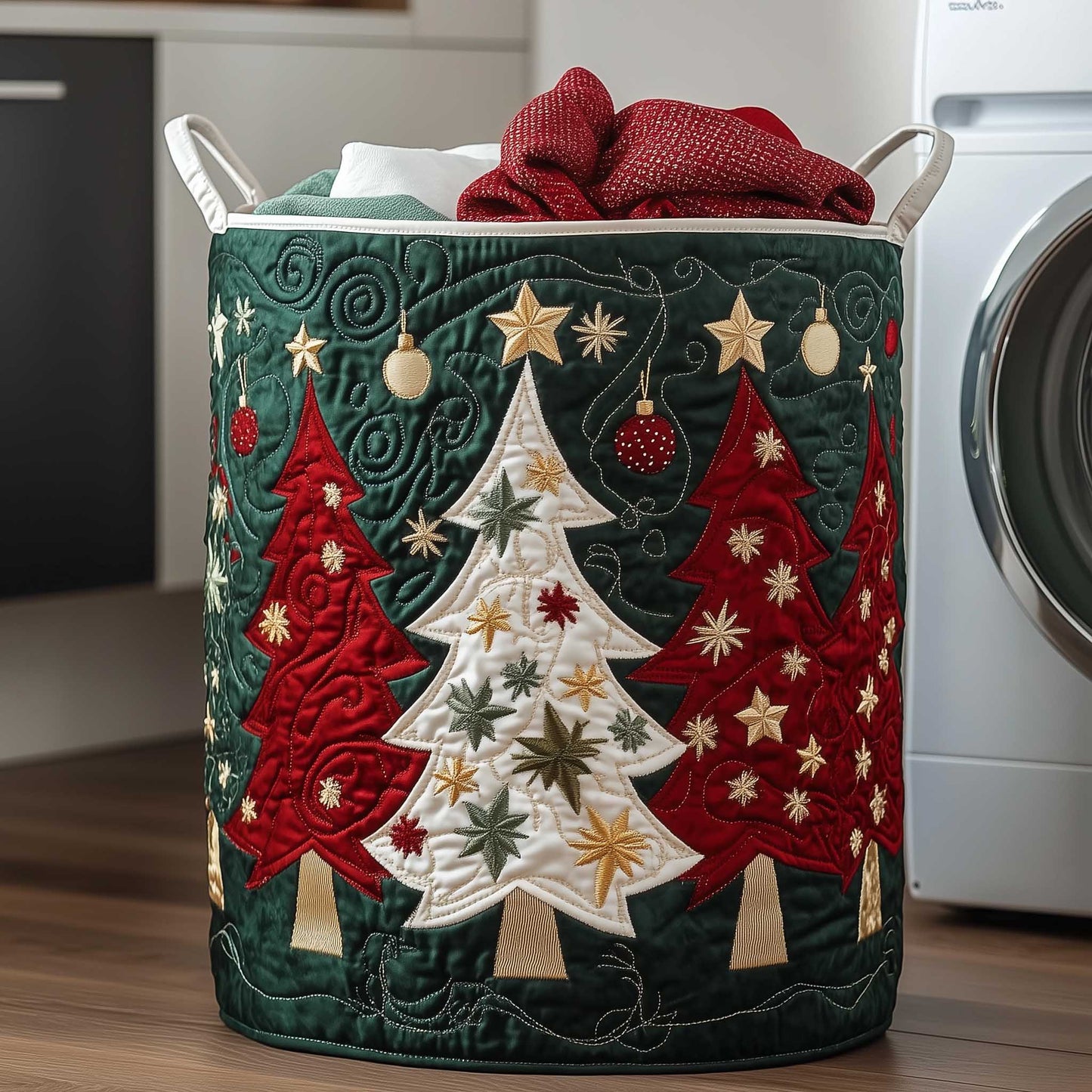 Christmas Tree Quilted Laundry Basket GFTOTP13913