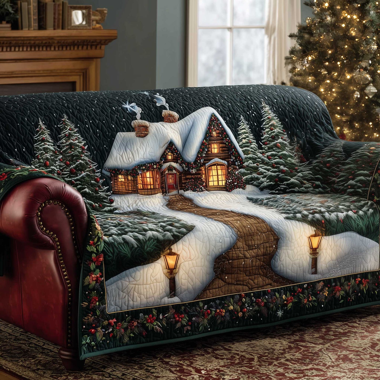 Christmas Wonderland Quilted Sofa Cover GFTOTP13923
