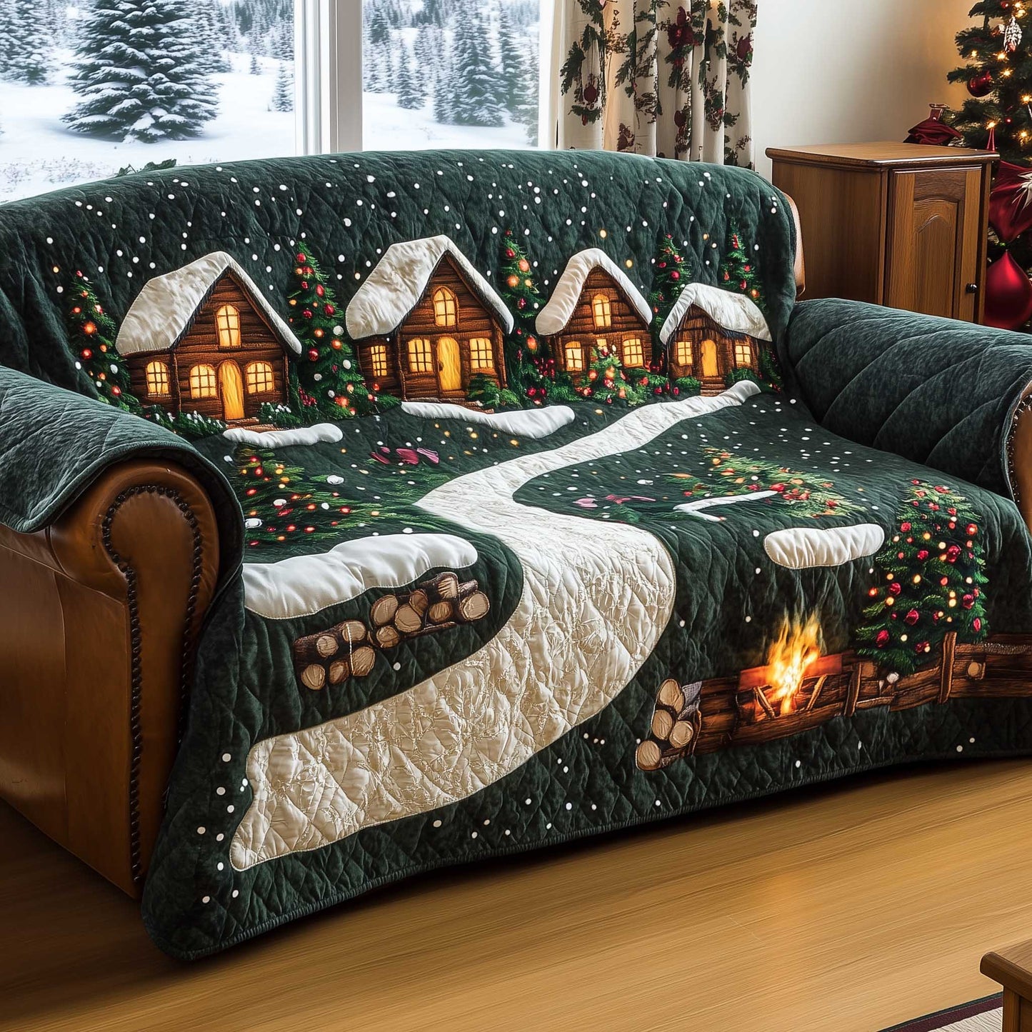 Christmas Wonderland Quilted Sofa Cover GFTOTP13925