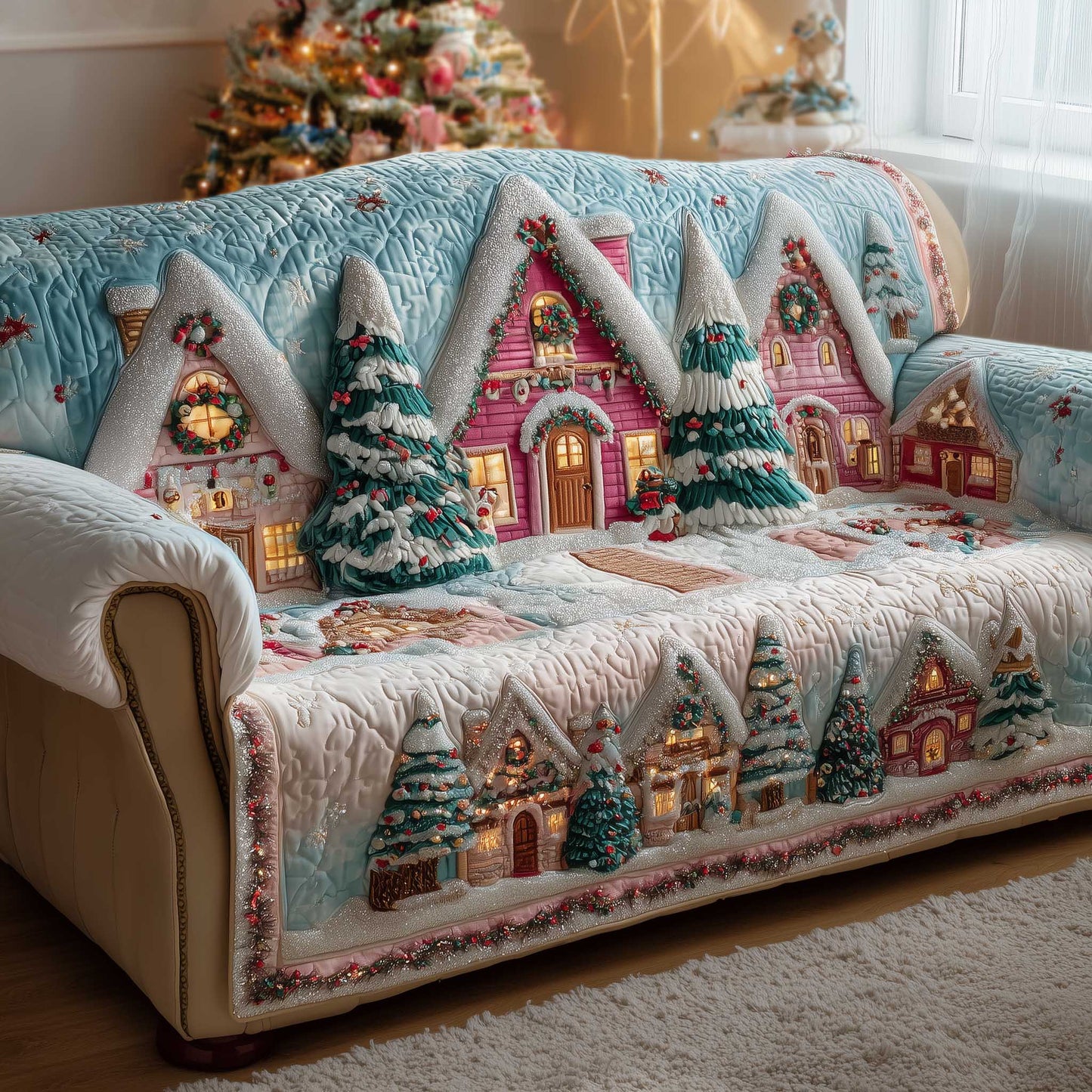 Christmas Wonderland Quilted Sofa Cover GFTOTP13929