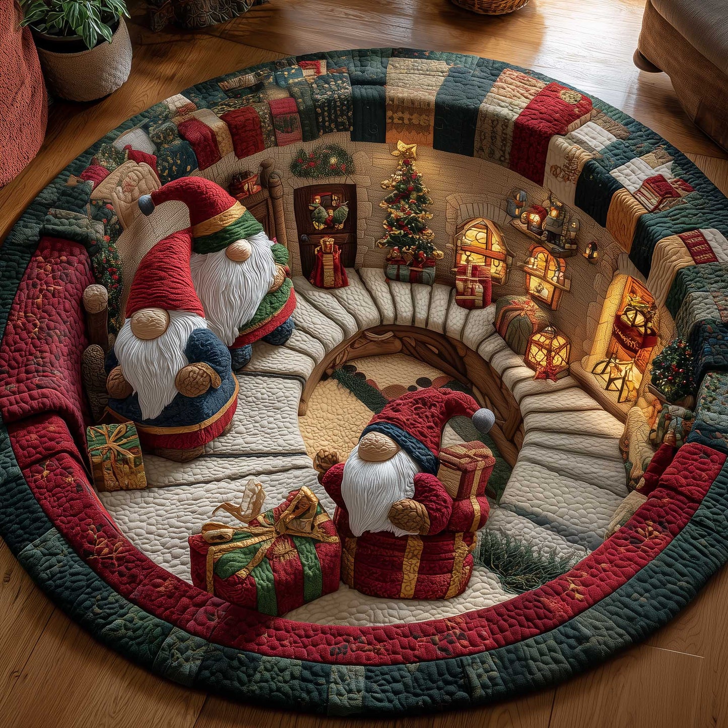 Holiday Workshop Quilted Round Mat GFTOTP13935