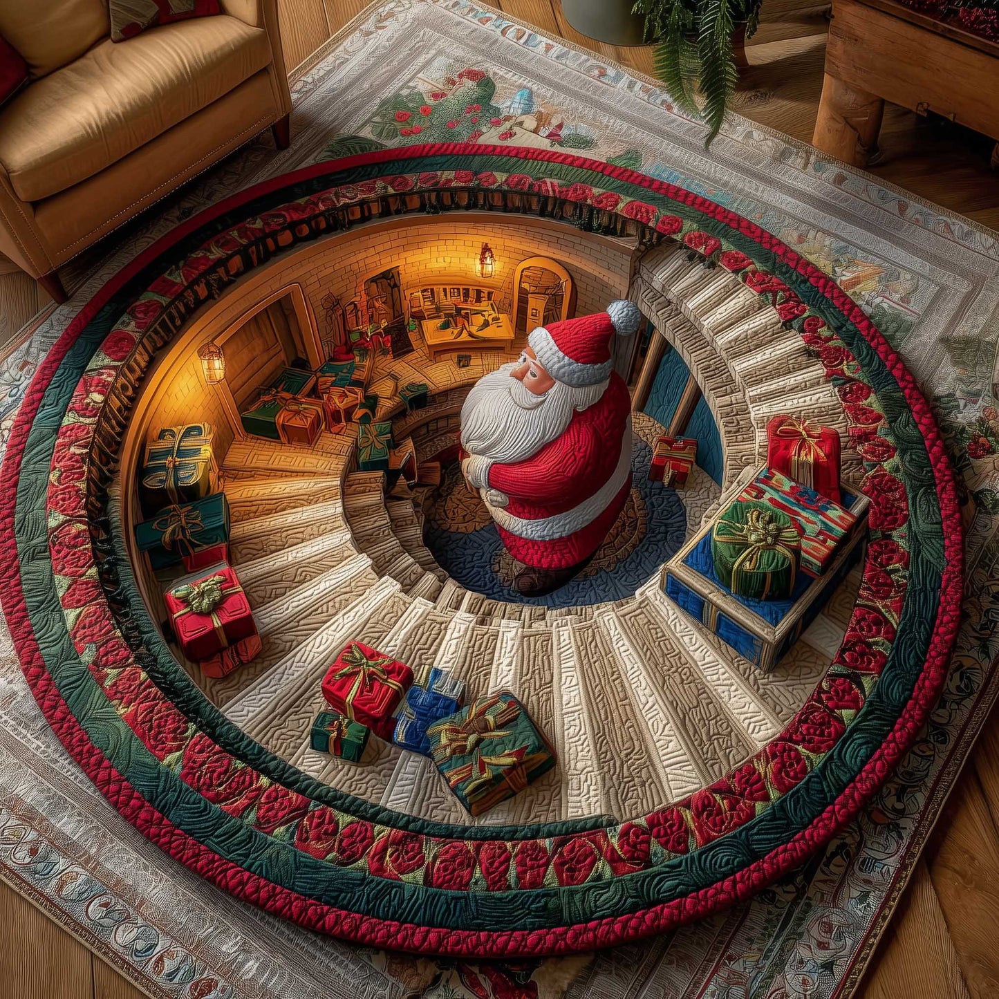 Holiday Workshop Quilted Round Mat GFTOTP13937
