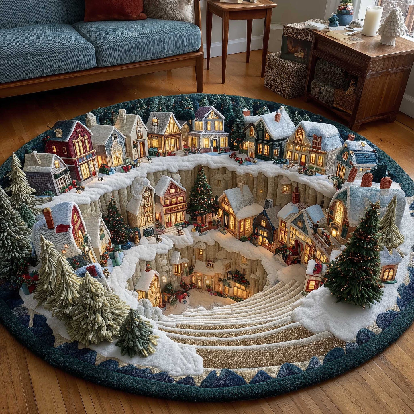 Christmas Wonderland Quilted Round Mat GFTOTP13945