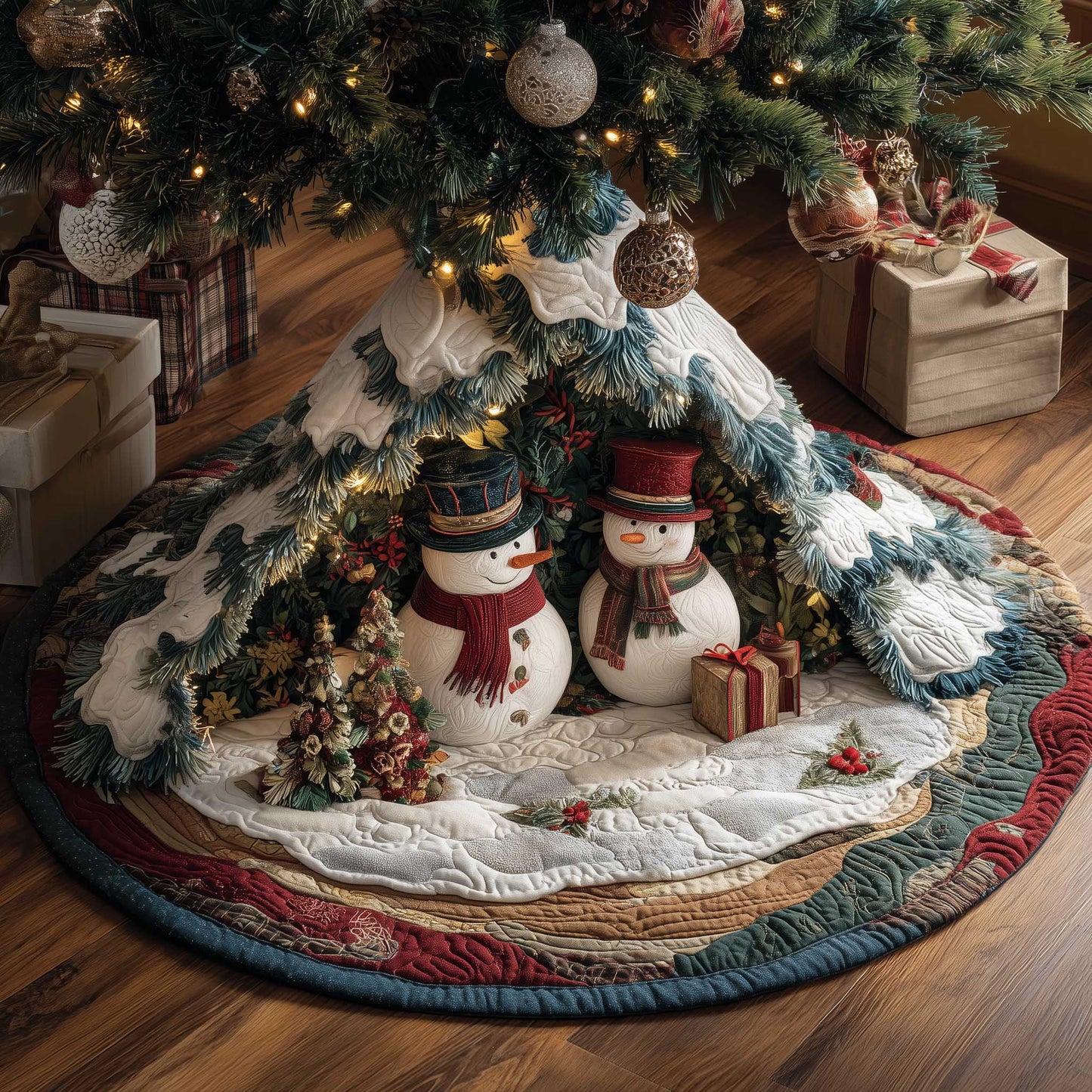 Frosty Gathering Quilted Tree Skirt GFTOTP13949