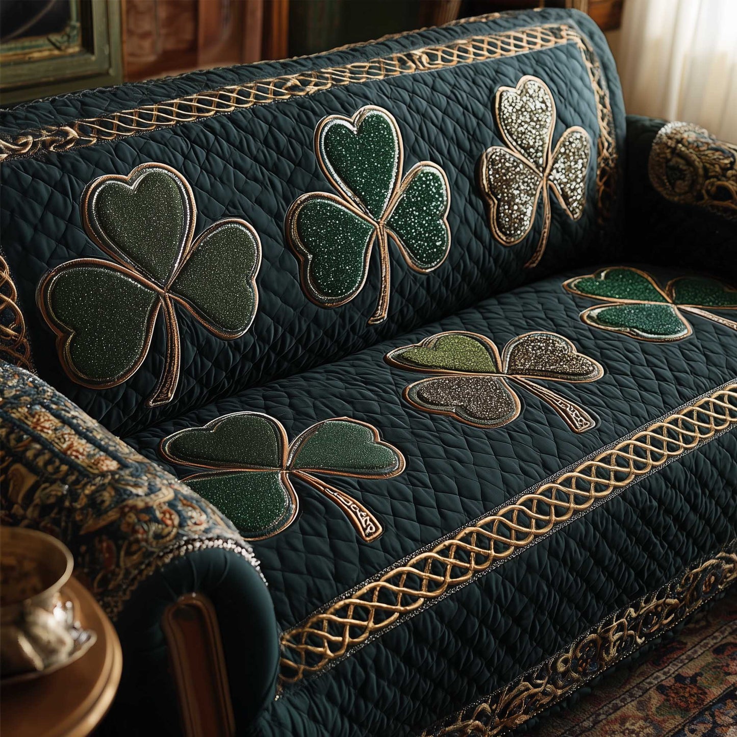 Irish Shamrock Quilted Sofa Cover GFTOTP13999