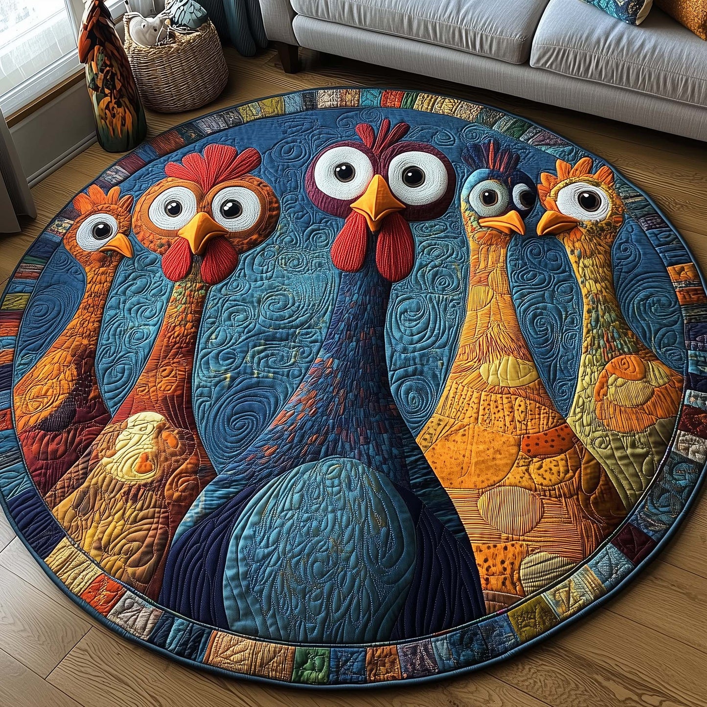 Funky Chicken Quilted Round Mat GFTOTP14033