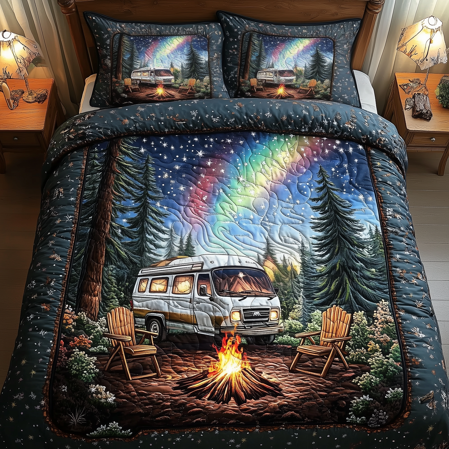 Peaceful Camping 3-Piece Quilted Bedding Set GFTOTP1403