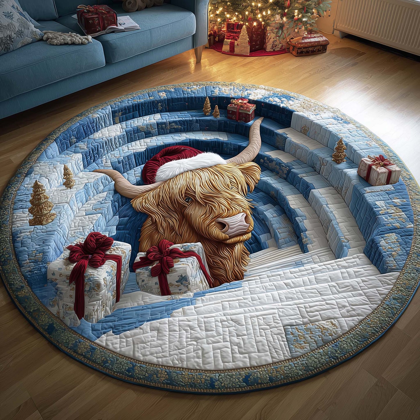 Yuletide Pasture Quilted Round Mat GFTOTP14069