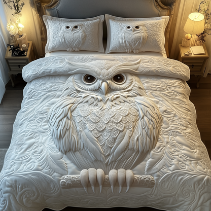Snowy Owl 3-Piece Quilted Bedding Set GFTOTP1407