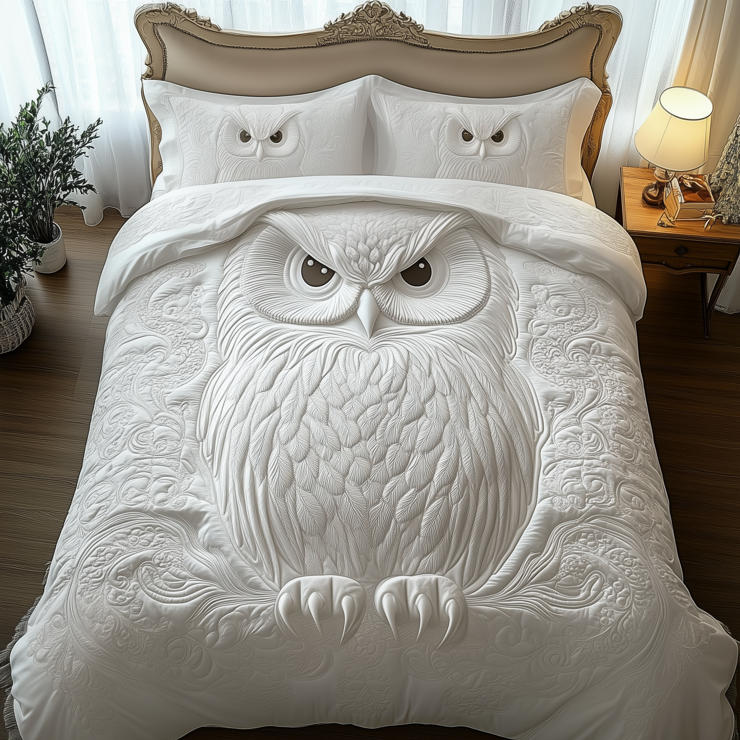 Snowy Owl 3-Piece Quilted Bedding Set GFTOTP1409